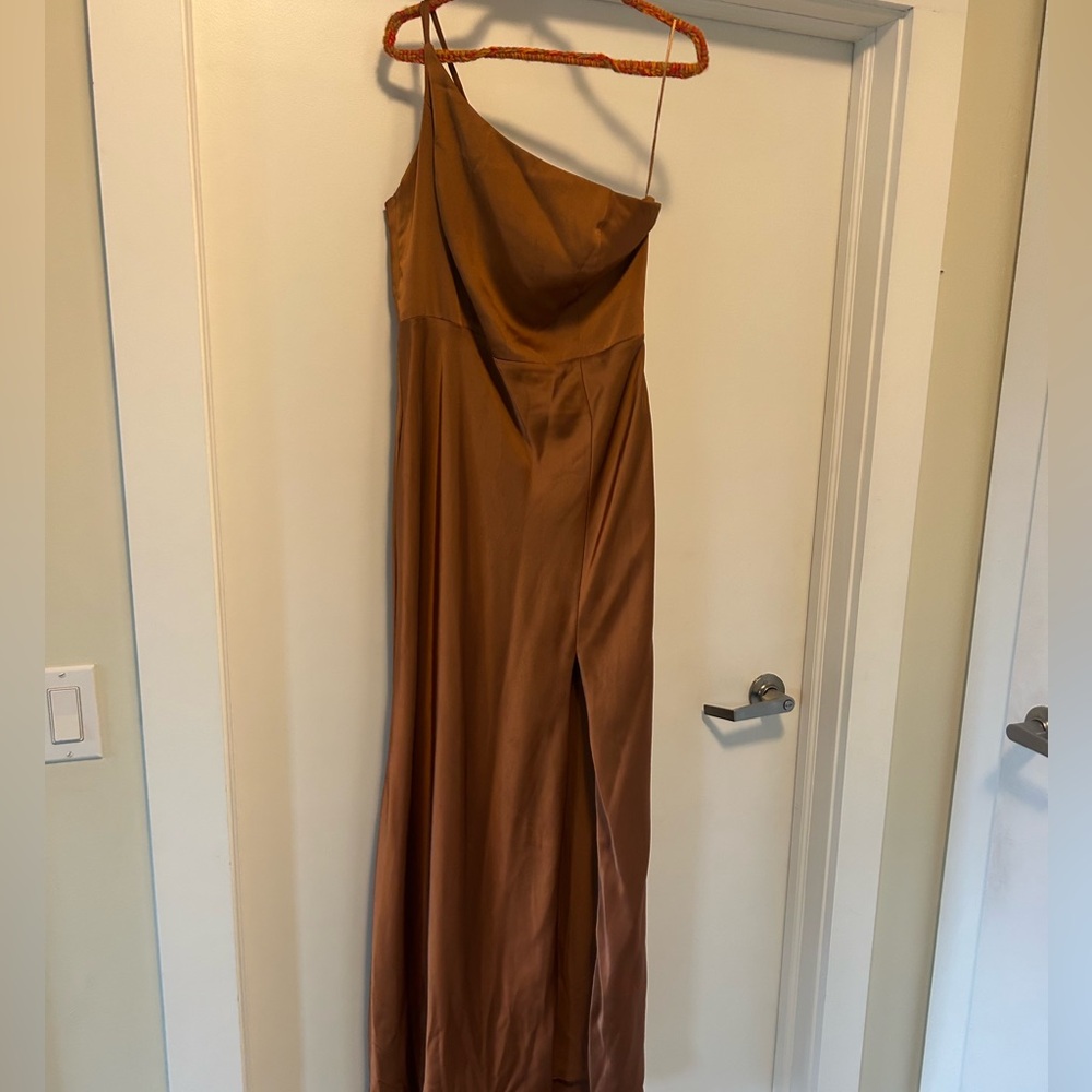 Birdy Grey One Shoulder Backless Rust Gown - adjustable straps - Picture 8 of 8